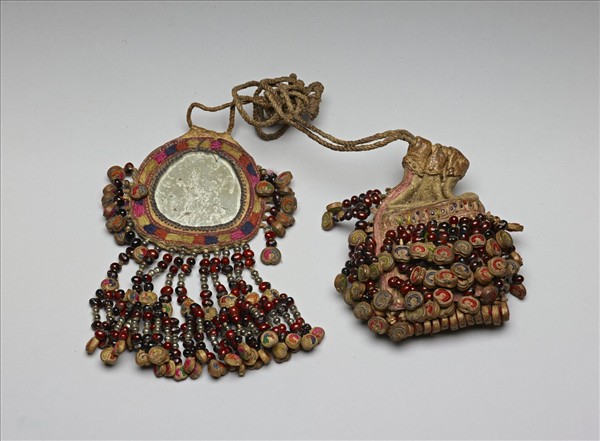 印度 綴珠編織袋與鏡子組