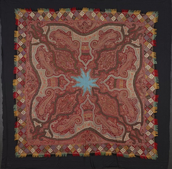 印度 草履蟲紋刺繡披巾