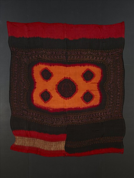 印度 紅黑地紮染頭巾