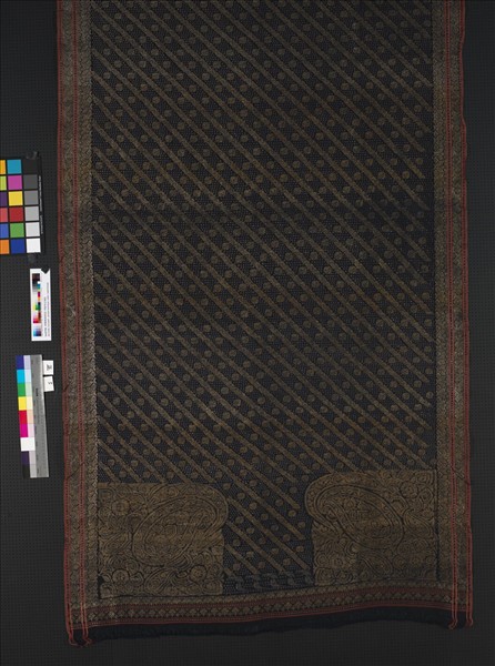 印度 黑地棉紗草履蟲紋紗麗