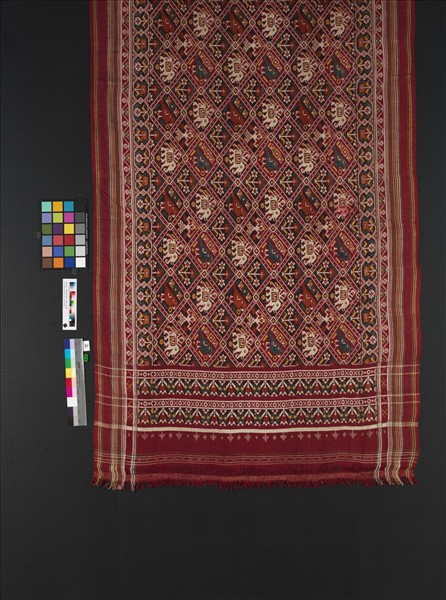 印度 紅地多彩伊卡紗麗