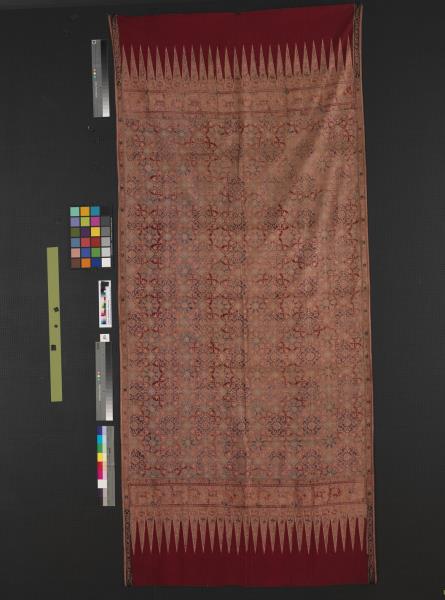 印度 紅地印金儀式用裙布