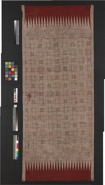 印度 紅地花卉頓邦紋繪染裙布