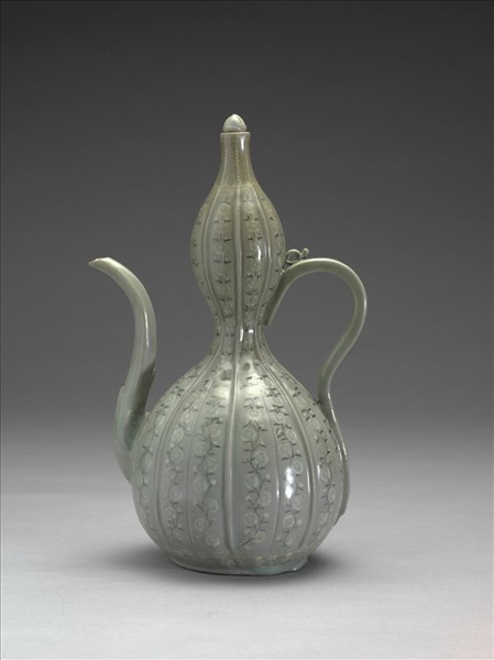 韓國 高麗時代 青瓷象嵌菊花紋瓢形水注