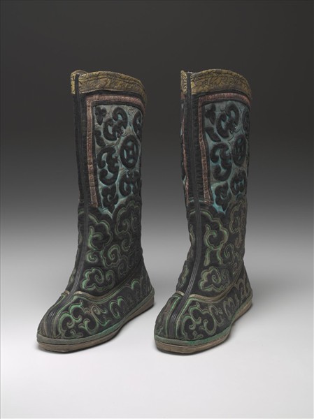 中國 青綠地高筒氈靴