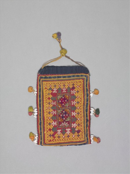 印度 黃地鏡繡袋