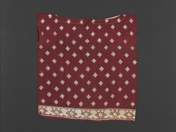 印度 赭紅地花卉紋刺繡衣