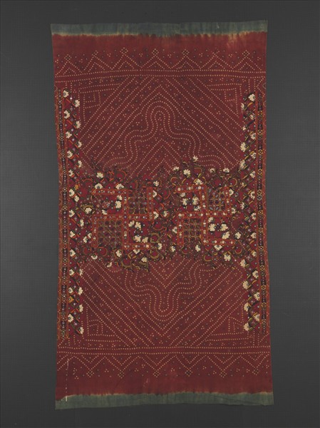 巴基斯坦 紅地卍字紮染刺繡頭巾