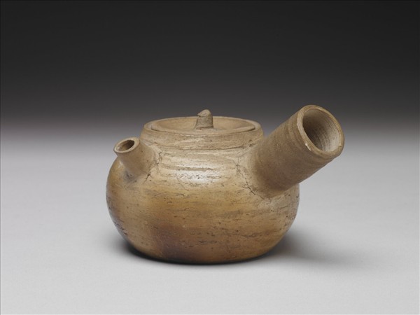 日本 明治時代 煎茶提籃茶器組-白泥側把燒水壺