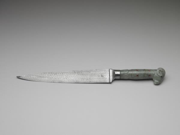 印度 蒙兀兒王朝 羊首玉柄短刀