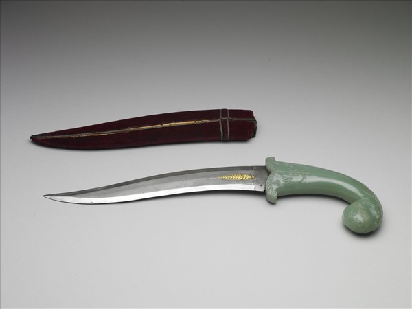 印度 蒙兀兒王朝 青白玉柄短劍