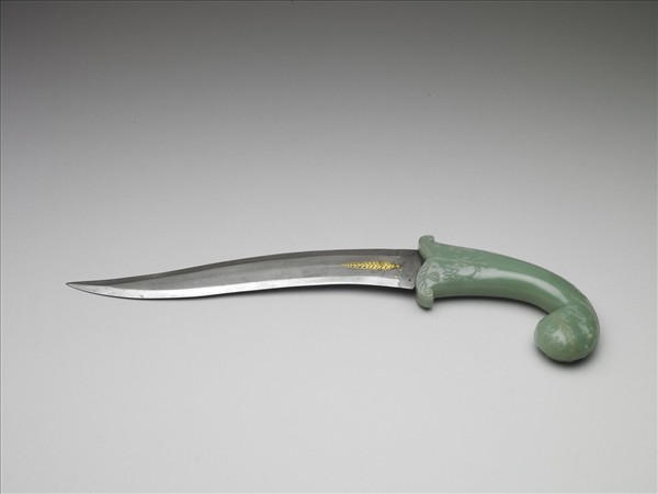 印度 蒙兀兒王朝 青白玉柄短劍