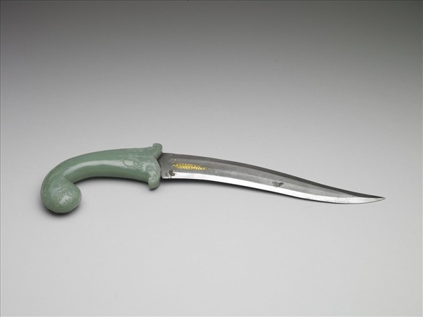 印度 蒙兀兒王朝 青白玉柄短劍