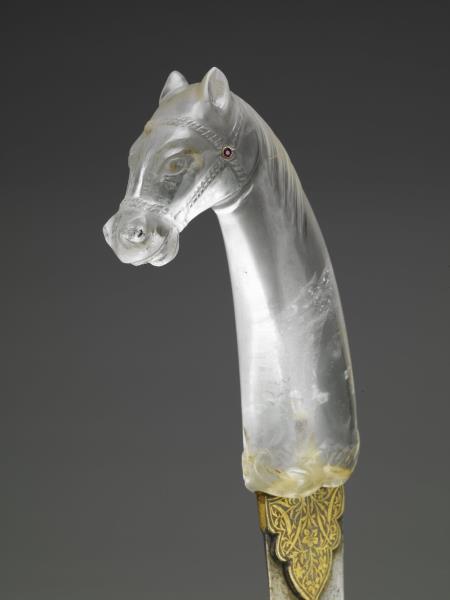 印度 蒙兀兒王朝 水晶馬首柄短劍