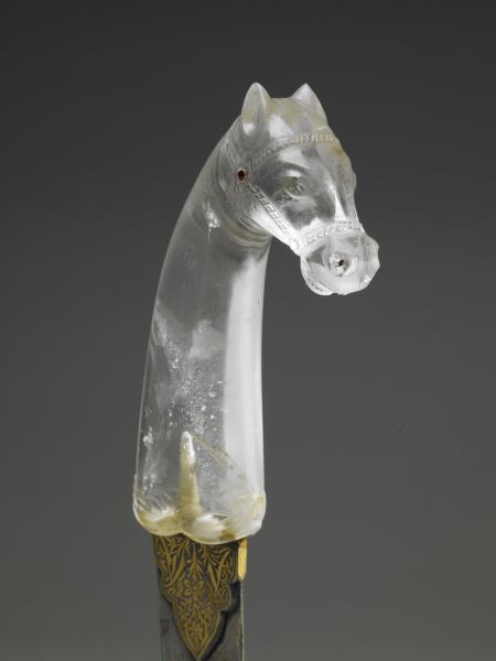印度 蒙兀兒王朝 水晶馬首柄短劍