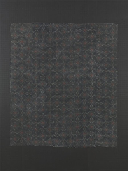 日本 紺地幾何紋型染蓋布