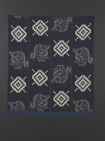 日本 紺地達摩幾何紋絣織被套