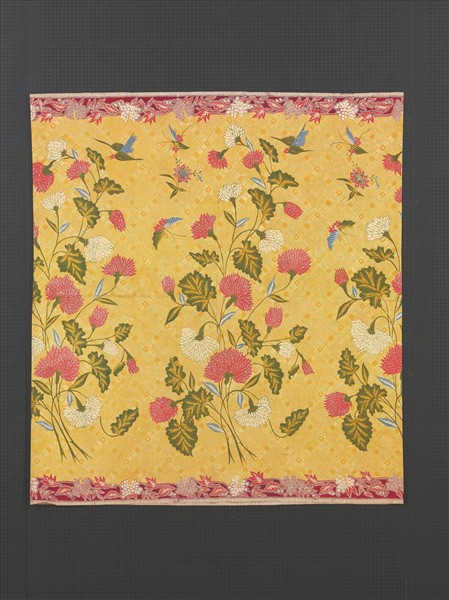 印尼 黃地花草蝶鳥紋蠟染筒裙