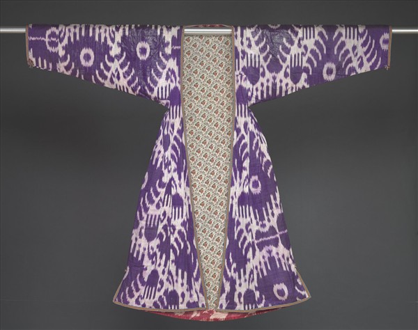 烏茲別克 紫地幾何紋伊卡外袍