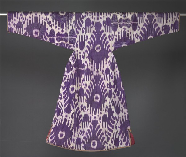 烏茲別克 紫地幾何紋伊卡外袍