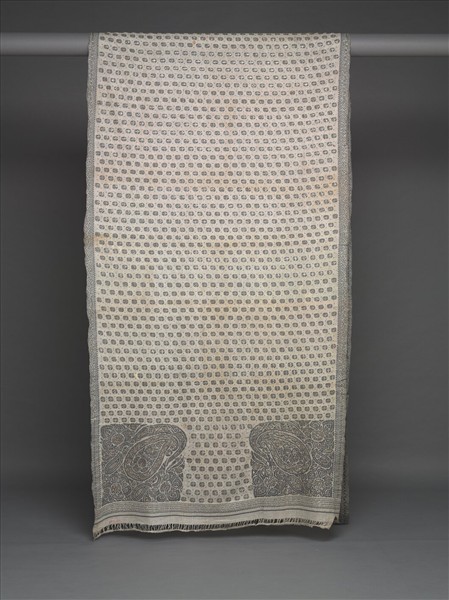 印度 白地棉紗草履蟲花卉紋織金紗麗