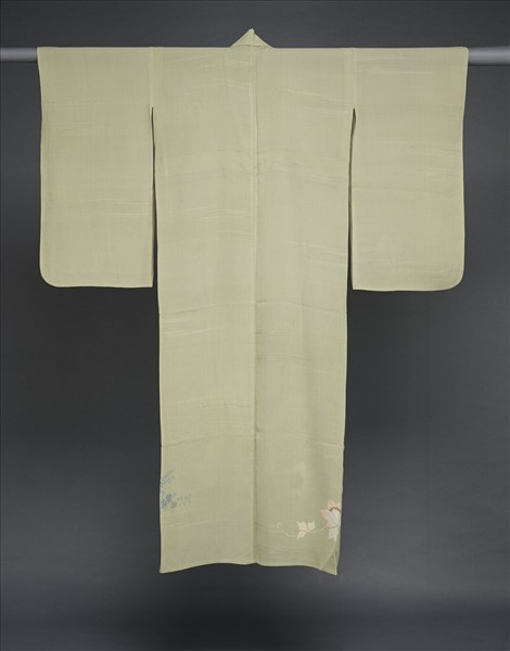 日本 淺綠地鐵線蓮友禪染和服