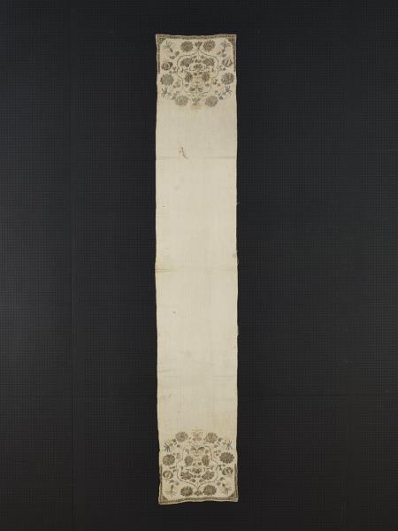 土耳其 白亞麻地刺繡花卉紋長巾