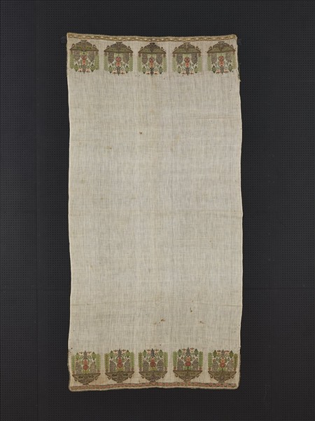 土耳其 白地亞麻地花卉紋刺繡巾