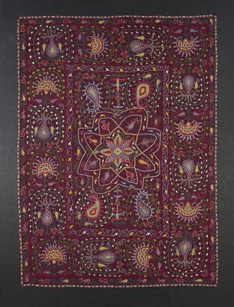 烏茲別克 絳地多彩蘇紮尼刺繡掛飾