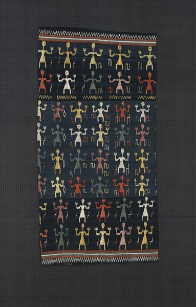 印尼 黑地人形紋織錦筒裙