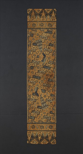 印尼 淺棕圓點地花葉紋蠟染肩布