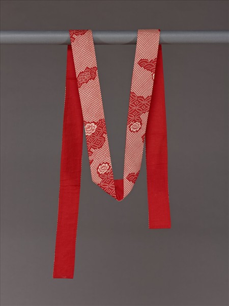 日本 紅地鹿子染和服腰帶