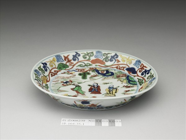 五彩三星花卉紋盤