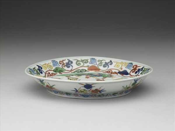 五彩三星花卉紋盤