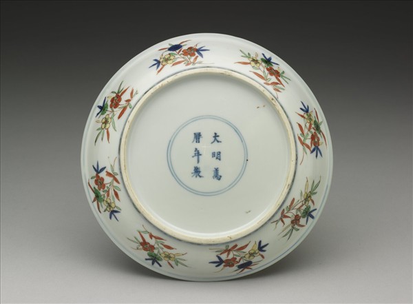 五彩三星花卉紋盤