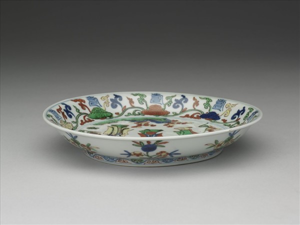 五彩三星花卉紋盤