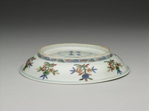 五彩三星花卉紋盤