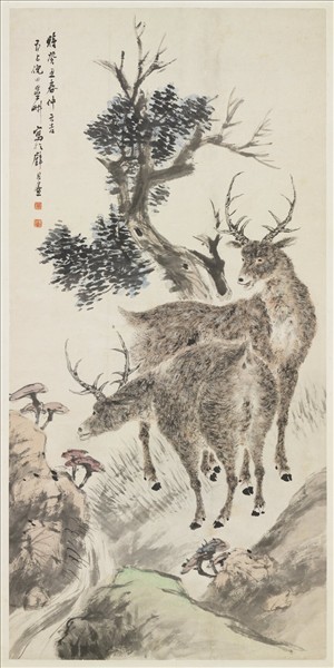 民國倪田鹿　軸