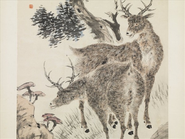 民國倪田鹿　軸