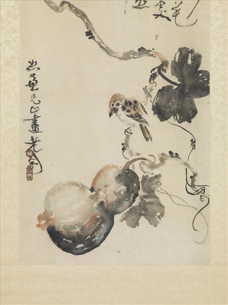 民國高劍父果鳥　軸