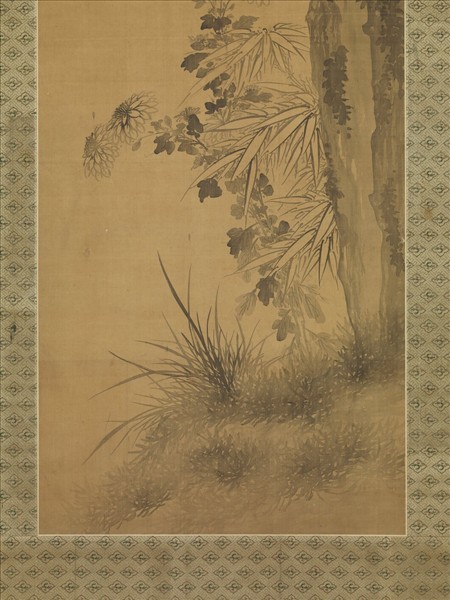 清夏大鼎松竹菊三清圖　軸