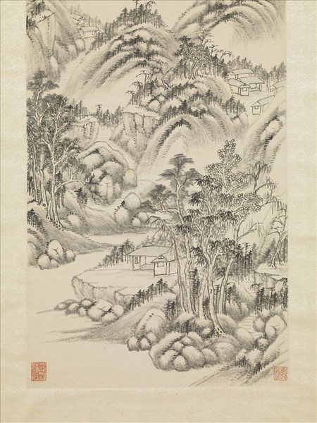 清秦祖永山水　軸