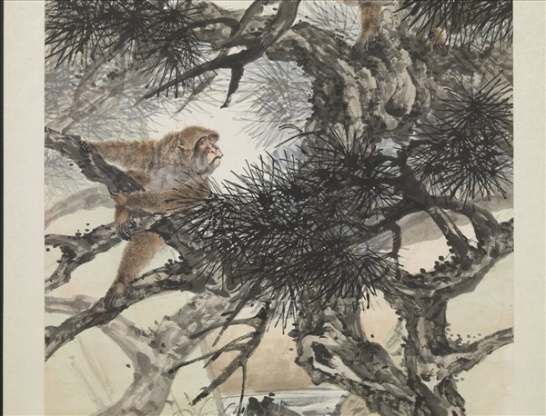 民國程璋祥猴獻瑞　軸