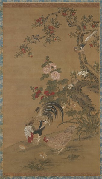 明無款花鳥　軸