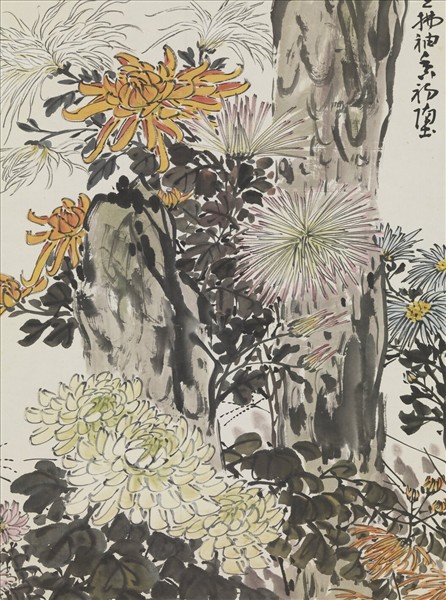 民國謝公展菊花　軸