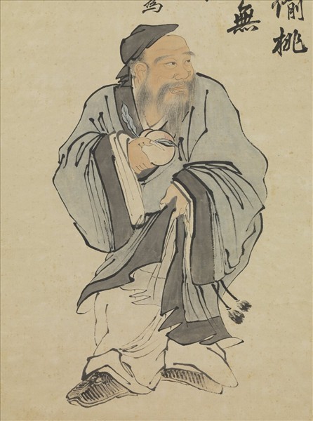 民國馮超然東方朔獻壽圖　軸