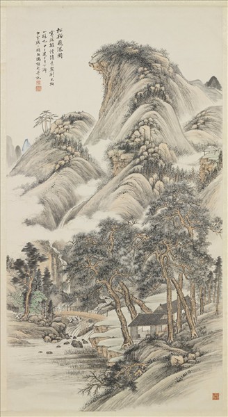 民國馮超然松谿飛瀑圖　軸