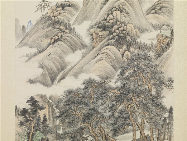 民國馮超然松谿飛瀑圖　軸