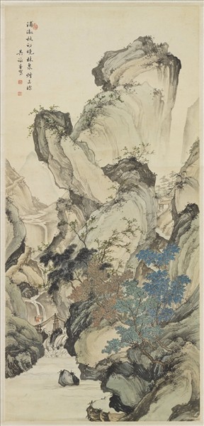 民國吳詠香秋晚林泉　軸