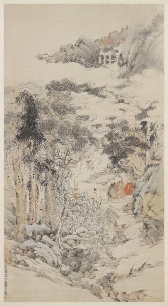 清任預山水人物　軸